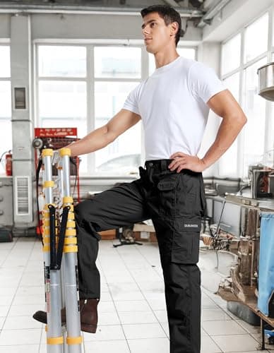 DURAWERK Men's Cargo Pants, Water Resistant Work Pants, Durable Ripstop Tactical Pants, EDC Hiking Pants, Multi Pockets Hunting Pants for Outdoor Climbing Traveling Camping Fishing (Black, 36WX30L) - Thumbnail 3