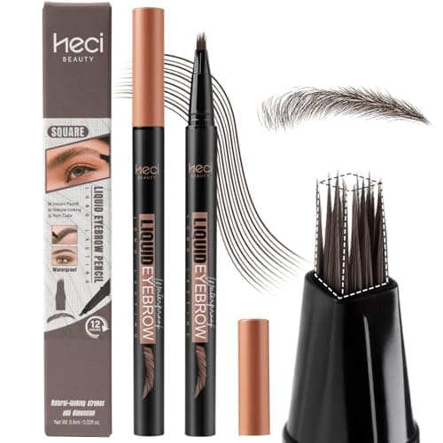 HECI BEAUTY Microblading Eyebrow Pencil - Waterproof Hair Stroke Brush with 3D Fiber Technology | 24HR Smudge-Proof | Natural Looking Brows Filler | Easy Apply & Gifts for Women, Brown - Image 1