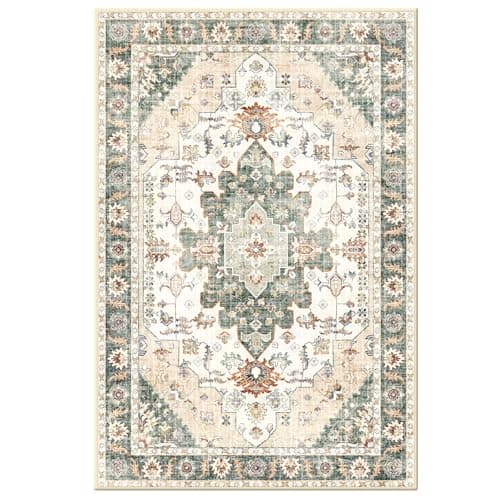 Roseek Area Rugs 5x7, Washable Rugs for Living Room, Non-Slip Rug, Boho Medallion Rug, Distressed Carpet, Low Pile Boho Rugs for Bedroom Dining Room - Thumbnail 3