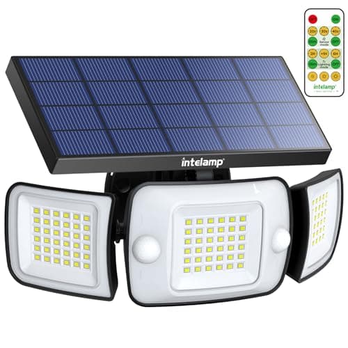 intelamp Solar Flood Lights Outdoor Waterproof, 6000mAh 1200LM Solar Powered Dual Motion Sensor LED Lighting Dusk to Dawn Security Floodlight Exterior with Remote for Outside Garden House Patio - Image 1