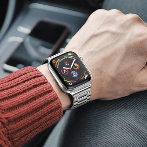 PUGO TOP Stainless Steel Band Compatible with Apple Watch 49mm 46mm 45mm 44mm 42mm 41mm 40mm 38mm, Metal Bands for Men, Business Strap for iWatch Series 11 10 9 8 7 6 5 4 3 2 1, SE3 2 1, Ultra3 2 1, Adjustable Links with Removal Tool - Thumbnail 6