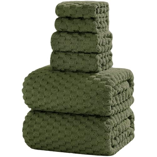 NALIVO Oversized Bath Towels 40x80 Inches Extra Large Bath Sheets for Adults Super Soft Quick Dry Highly Absobent Microfiber Shower Towels for Bathroom（Olive Green, 6Piece - Image 1