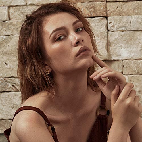 LOYATA Initial Huggie Hoop Earrings Gold Letter Sleeper 14K Gold Plated Earrings Simple Hypoallergenic Personalized Jewelry Gift for Women - 26 Letters - Thumbnail 3