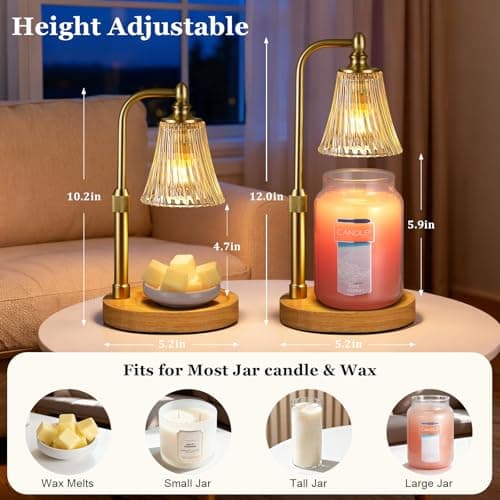 Candle Warmer Lamp with Timer Dimmable,Birthday Gifts for Women Mom Sister,Adjustable Height Wax Melt Warmer for Jar Candles,House Warming Gifts New Home,Ideal for Office,Dorm,Bedroom Home Decor - Thumbnail 2