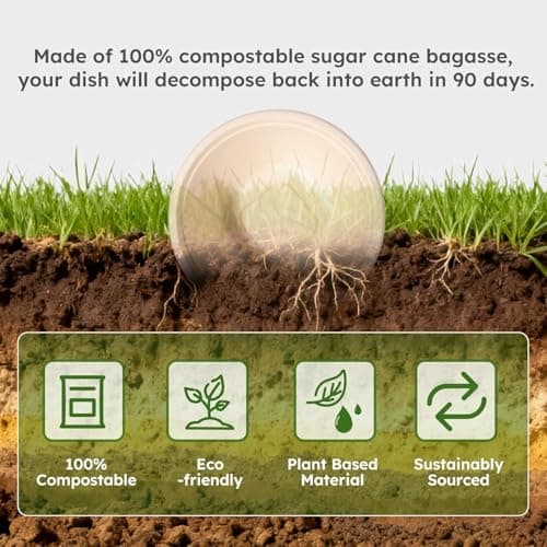 JYTIDYRA 32 oz Disposable Paper Bowls, Heavy-Duty Compostable Soup Bowls, Eco-Friendly Biodegradable Bagasse Bowls, Microwave & Freezer Safe, Large Deep Bowls for Salad, Cereal, BBQ [50 Pack] - Thumbnail 5