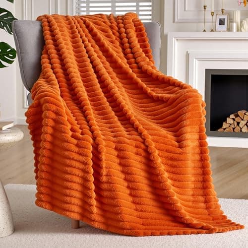 Joiedomi Orange Throw Blanket for Couch, Soft & Warm Orange Fleece Blankets Gifts for Women Mom, Cozy Cute Soft Throw 50x60 Inches - Image 1