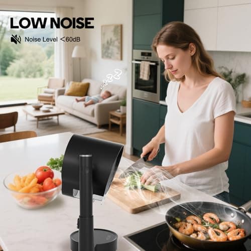 Portable Range Hood, Portable Kitchen Exhaust Fan with 3 Speeds, Desktop Range Hood with Telescoping Height, Low Noise, Large-Caliber Aluminum Filter &Oil Cup for Indoor BBQ/Hot Pot/RV - Thumbnail 6