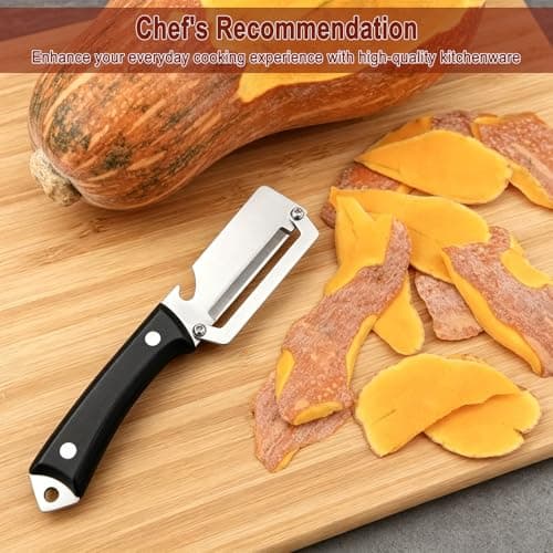 Multifunctional Vegetable Peeler, elite vegetable peeler, 2-in-1 Stainless Steel Peeler for Kitchen, Camping and Trave, Suitable for Right-handed Use Only for Apple Potato Pumpkin Papaya (Black) - Thumbnail 3