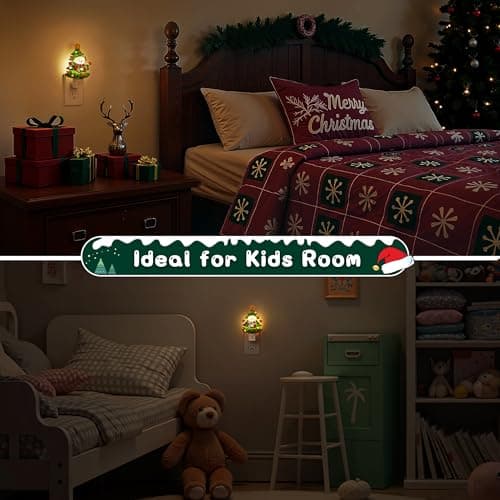 L LOHAS LED Christmas Tree & Snowman Night Light, 3000K Warm White Plug-In Night Light, Cute Resin Holiday Decor with 360° Rotatable Plug for Kids Room, Party & Home, 1 Pack - Thumbnail 5
