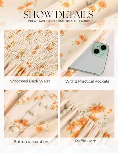 Belle Poque Floral Dress for Women 2026 Summer Sleeveless Flowy Ruffle Midi Dresses Elegant Wedding Guest Dress X-Large - Thumbnail 5