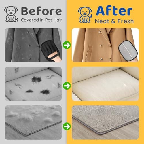 SmartTrends-2 Packs Pet Hair Removal Glove for Dogs & Cats, Five-Finger Ergonomic Grip Reusable & Washable Pet Hair Removal Tool, Lightweight Portable Dog Hair Remover for Couch, Carpet, Bed, Cloth - Thumbnail 6