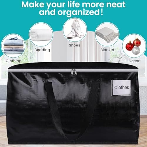 EpicTotes Extra Large Moving Boxes-Moving Bags with Zipper, Carrying Handles and Tag Pocket-Moving Supplies for Space Saving-Totes for Storage - for moving, Storage, Camping and Travel 93L-4 Pack - Thumbnail 6