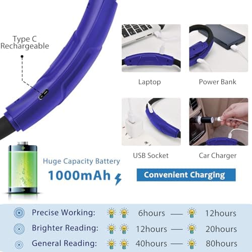 Portable Neck Light for Knitting & Crafts with 3 Light Settings, Dark Blue - Thumbnail 5