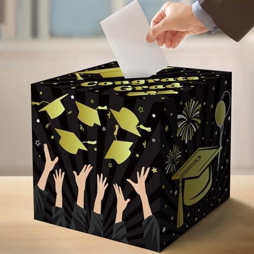 OHOME Graduation Decorations 2026 - Black Gold Graduation Card Box for Graduation Decorations Class of 2026 - Graduation Party Decorations Decor Supplies Favors,Graduation Centerpieces 2026 - Thumbnail 4
