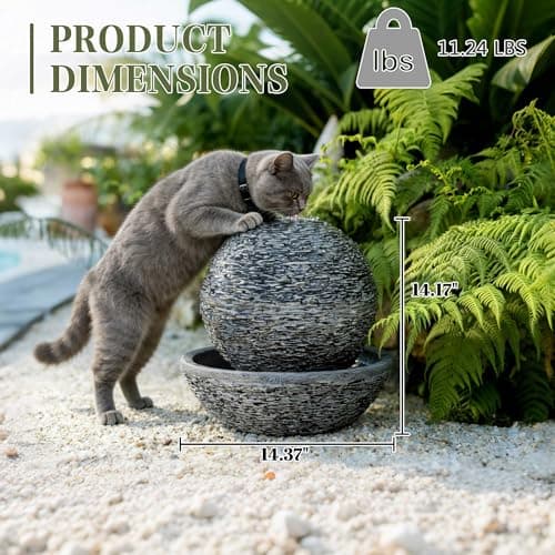 ZABRVYN 14.17" Water Fountain Indoor/Outdoor Sphere Waterfall Fountain - Thumbnail 2
