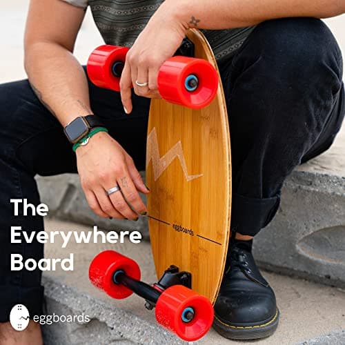 Eggboards Mini Longboard Cruiser Skateboard Complete | 19'' x 9'' | Portable Bamboo Cruiser Board. Easy to Carry, Smooth to Ride. Short Long Boards Skateboards for Adults, Beginners, Kids Skateboard. - Thumbnail 2