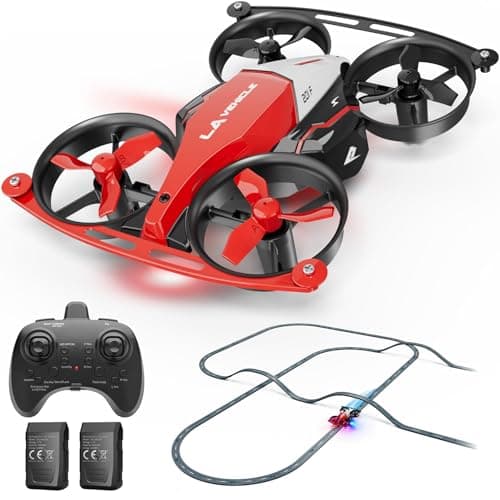 Drones for Kids 8-12, Mini Indoor Drone with 24 Piece Track Set, 2 in 1 RC Quadcopter & Flying Car Toys for Age 10-14 Boys with Jump Fly, Land Mode, Railcar Race,360 Flips,2 Batteries,Altitude Hold - Image 1