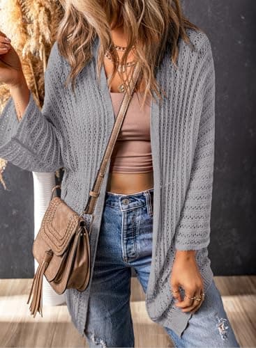 Dokotoo Summer Lightweight Cardigan 2026 Spring Fashion Vacation Outfits Resort Wear for Women Fashion Clothing Cardigan Sweaters Dressy Casual Crochet Beach Clothes Bathing Suit Cover Up - Thumbnail 2