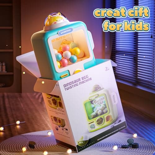 Skirfy Vending Machine Kids Toys 10 Empty Eggs Mini Vending Machine Erasers Operated Gumball Prize Machine Maker Game Claws Machine Christmas Game Sensory Toys Dolls Gifts（Blue） - Thumbnail 3