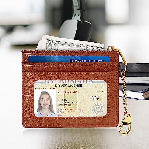 SEAVILIA Card Holder Keychain Wallet for Women with ID Window RFID Coin Purse Bee Gifts Slim Minimalist Small Wallet - Thumbnail 3