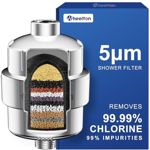 Wheelton Shower Filter - Upgraded Compressed Carbon Shower Head Filter for Hard Water, Remove Chlorine Fluoride, Heavy Metals, Chemicals to Revitalize Dry Itchy Skin (WS1) - Image 1