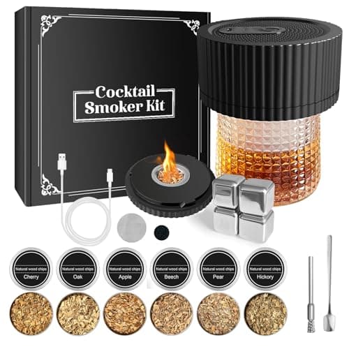 Electric Whiskey Smoker Kit–Rechargeable Cocktail Smoker Kit with Built-in Lighter, 6 Wood Chip Flavors–Old Fashioned Smoker Kit, Bourbon Smoker Kit–Gifts for Men, Dad, Husband, Home Bar Accessories - Image 1