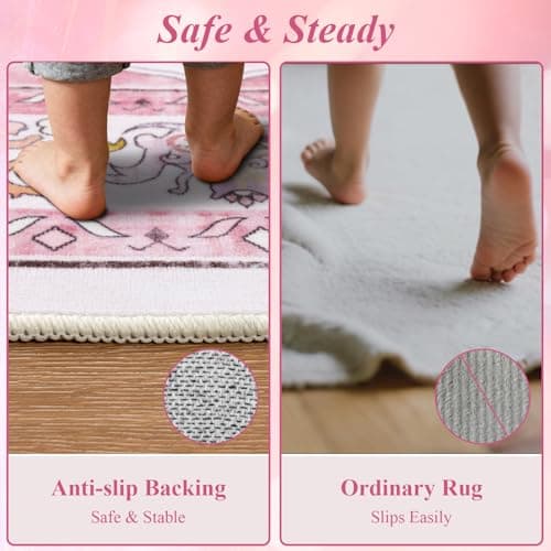 U'Artlines Pink Area Rug 5x7 Boho Washable Soft Carpet for Living Room Bedroom Dining Room Office Indoor Rugs for Home Decor - Thumbnail 4