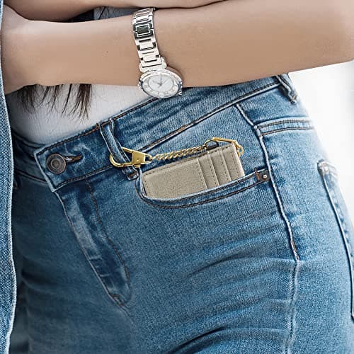 SEAVILIA Card Holder Keychain Wallet for Women with ID Window RFID Coin Purse Bee Gifts Slim Minimalist Small Wallet - Thumbnail 6