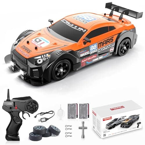 Desdoni Remote Control Car RC Drift Car 1/16 Scale 4WD with LED Lights 2.4ghz 18km/H Rechargeable High Speed Drift Racing Sport Toy for Adults Boys Girls Kids Gift 2pcs Batteries and Extra Tires - Image 1