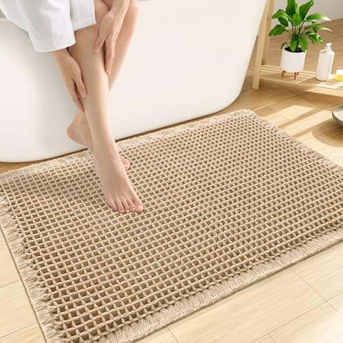Smiry Waffle Bath Mat 30x20, Extra Soft Absorbent Bathroom Rugs, Non Slip Machine Washable Quick Dry Bath Rugs for Bathroom Floor, Tub, Shower, Home Decor Accessories, Brown - Image 1