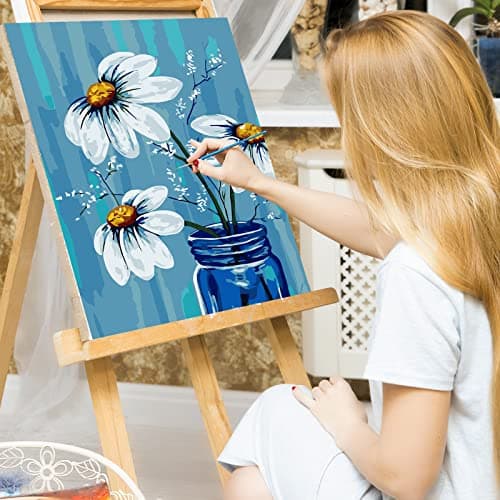 Ginkko Framed Paint by Numbers Kit for Adults 8X 12 inch, Vase Flowers - Thumbnail 2