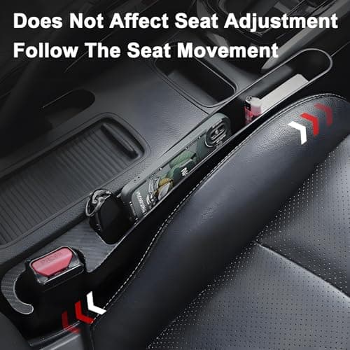 2 PCS Car Seat Gap Filler, Seat Gap Filler with Black-Carbon Fiber Texture for Cars SUV Trucks, Console Side Gap Organizer Storage Box with Charge Cable Hole, Fit for 1.2 Inches Seat Console Gap - Thumbnail 3