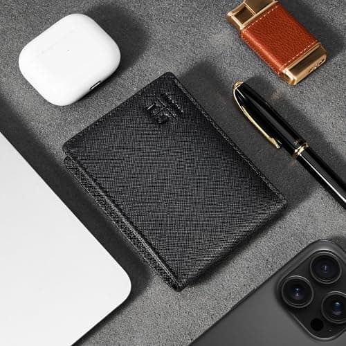 Gostwo Slim Rfid Wallet for Men Minimalist Leather ID Window Front Pocket Bifold Wallet Bussiness Card Holder Gift for Men - Thumbnail 4