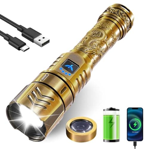 SKYFIRE LED Flashlights High Lumens with Ignition Lens,3000lm Super Bright Rechargeable Flashlight,Zoomable 4 Modes Waterproof Tactical Flash Light for Camping Essentials Outdoor and Home Gift - Image 1