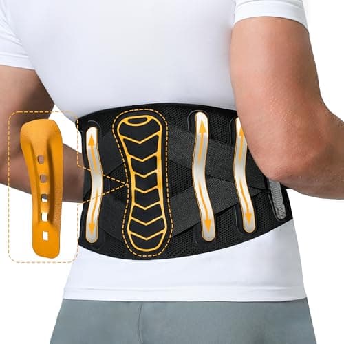 LVMEVIS® 7 Reinforced Stays Back Brace for Men Lower Back, Breathable 4D Knit Back Support Brace, Heavy-Duty Metal Plate Lumbar Support Belt,Ideal For Office Workers & Lifting Heavy Object - Image 1