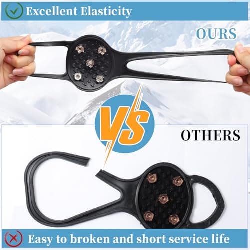 3 Pairs Non Slip Gripper Spike, Ice Grippers Traction Cleats Snow Shoe Spikes Grips Crampons with 10 Steel Studs Cleats - Thumbnail 4