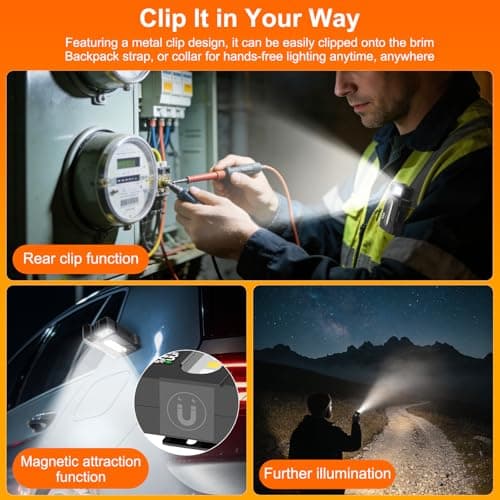 HJKLIUT G5 EDC Flashlight 400 Lumens – Super Bright Rechargeable Mini Light with 180° Rotatable Magnet, 3 Modes Dual Light, IP68 Waterproof, Portable Pocket Light for Outdoor Emergency (Black) - Thumbnail 6