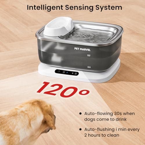 PET Marvel Wireless Quiet Pet Water Fountain, 7L/1.8Gal/230oz Large Water Reserve for Dogs & Cats, Stainless Steel Drinking Bowl, Battery or Plug-in Use, Designed for Short Trips & Backup Use, F2 V2 - Thumbnail 3