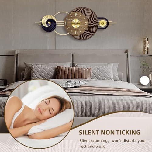 AXAORIRA 39x16 Inch Modern Large Wall Clock for Living Room, Contemporary Silent Non-Ticking Decorative Analog Clocks for Home Decor, Bedroom, Kitchen, Entryway, Office - Gifts for Family and Friends - Thumbnail 3
