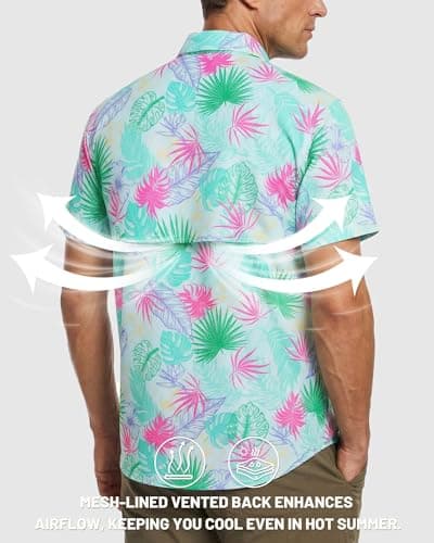 Cozople Funny Hawaiian Shirts for Men Short Sleeve Fishing Button Up UPF 50+ Breathable Outdoor Hiking Shirt for Travel Safari Climbing M - Thumbnail 2