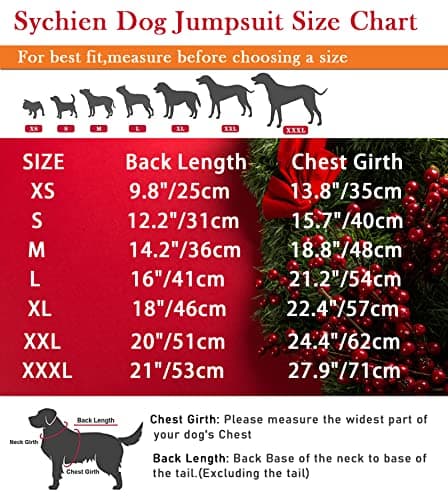 Sychien Dog Christmas Pajamas Extra Large,Red and White Striped Pjs for Boy Girl Dogs,Thermal Warm Cotton Christmas Holiday Jumpsuit for Big Dog,XXL - Thumbnail 6