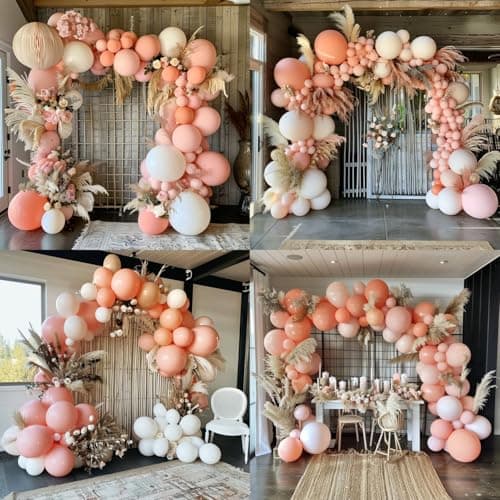 Boho Balloon Garland Arch Kit 162pcs White Sand Macaroon Pink Balloons for Bridal Shower Anniversary Gender Reveal Birthday Party Decorations - Thumbnail 5