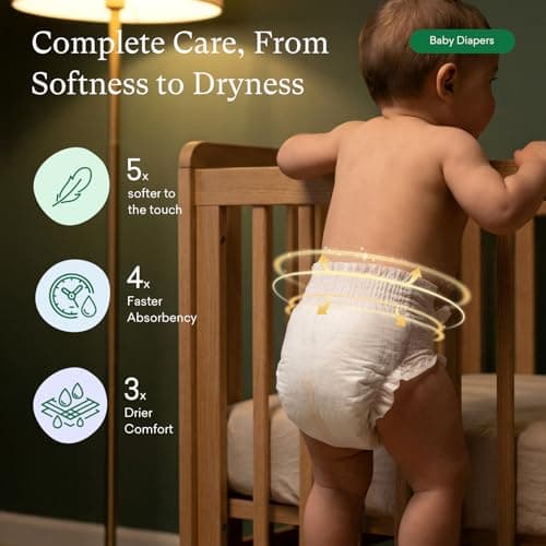 PurComfy Baby Diapers Essential Kit, Size N (96Ct) & Size 1 Diapers (104Ct), 6 Water Wipes (360Ct), 4 Travel Wipes (32Ct) and 2 Dry Wipes(120Ct), Baby Essentials Kit for Sensitive Skin, Total 712 Ct - Thumbnail 3
