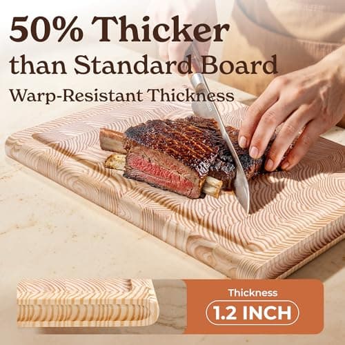 Smirly Non Toxic Larch Cutting Boards for Kitchen [1.2" Thickness][17"Extra Large] Cutting Chopping Board with Deep Juice Groove Heavy Duty & Easy Clean - Thumbnail 3