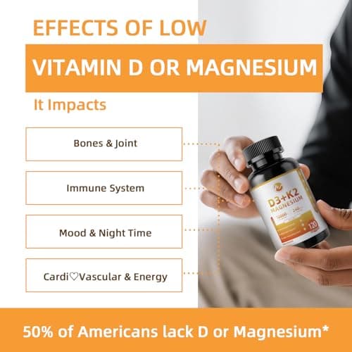 M inch Vitamin D3 K2 with Magnesium, Vitamin D3 10000 IU, Vitamin K2 MK-7 240 mcg, 6-in-1 K2 D3 Vitamin Supplement with Quercetin for Bone, Immune & Moo*d Support, Highly Bioavailable, 2 Packs - Thumbnail 3