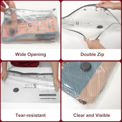 Vacuum Storage Bags with Portable Electric Pump,Space Saver Sealer Bags, Airtight Compression Bags for Clothes, Pillows, Comforters, Blankets, Bedding (12 Pack) - Thumbnail 5