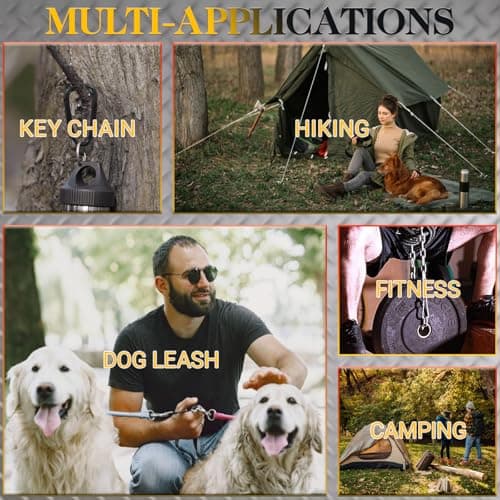 2.36" Inch Heavy Duty Aluminum D Carabiner Clips & Key Rings, 50 Pcs Black Corrosion Resistant Keychain for Keys, Outdoor Sports, Hiking, Camping, Fishing & Hanging Gear - Thumbnail 6