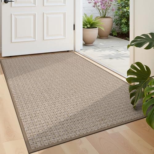 Ileading Durable Rubber Kitchen Rug and Mat,Soft Braided Cushioned Rugs for Kitchen Floor,Dirt-Resistant Doormat, Stain Resistant Standing Mats for Laundry,Front of Sink(Beige,23"x35.5") - Thumbnail 2