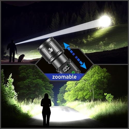 JAY-PARK Flashlights High Lumens, Rechargeable Flashlight 100000 Lumens with Magnetic, Bright Flash Light 9 Modes with 5000 mAh Battery, Tactical Flashlight for Camping, Hiking, Dog Walking - Thumbnail 3