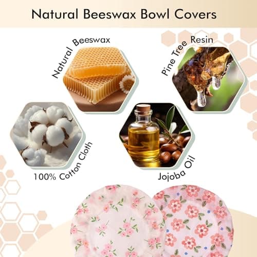 Sourdough Bowl Cover 12 Inch, Beeswax Bowl Covers for Bread Proofing, Reusable Cotton Food Covers for Mixing Bowls, Stretch Fit Covers for Dough Proofing, Kitchen Storage, 2 Pack - Thumbnail 2